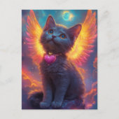 Schattig Grey Angel Kitten Briefkaart (Voorkant)