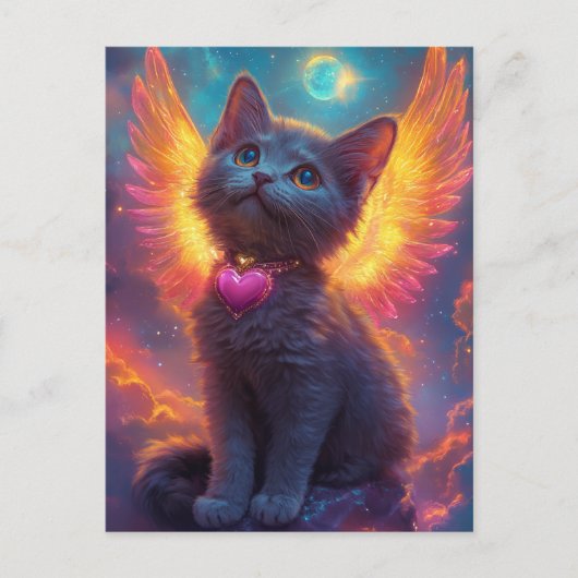 Schattig Grey Angel Kitten Briefkaart (Voorkant)