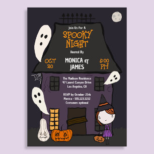 Schattig griezelig Halloween-feest Spokenhuis Kaart