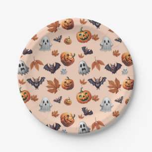 Schattig griezelig Halloween-ontwerp Papieren Bordje