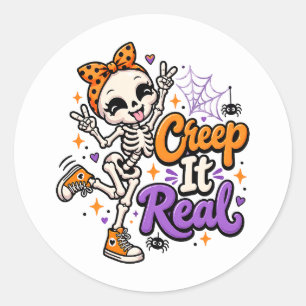 Schattig Griezels Maar Echte Skelet Halloween Stic Ronde Sticker