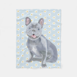 Schattig grijs blauw Bulldog Puppy Fleece Deken