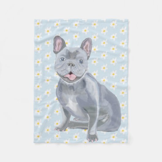 Schattig grijs blauw Bulldog Puppy Fleece Deken (Voorkant)