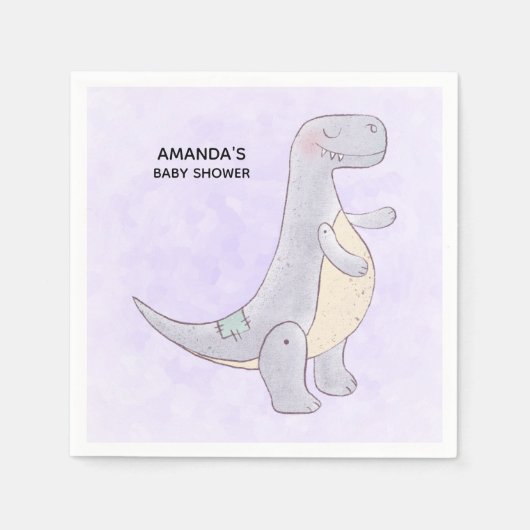 Schattig grijs dinosaurus Speelgoed Waterverf Baby Servet (Voorkant)