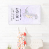 Schattig grijs dinosaurus Speelgoed Waterverf Baby Spandoek (Insitu)