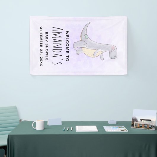 Schattig grijs dinosaurus Speelgoed Waterverf Baby Spandoek (Beurs)