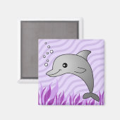 Schattig Grijs Dolfijn in Paarse Water Magneet (Voorkant / Achterkant)