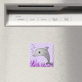 Schattig Grijs Dolfijn in Paarse Water Magneet (Insitu (Vaatwasser))