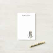 Schattig grijs Doodle waterverf Dog gepersonalisee Post-it® Notes (Op bureau)