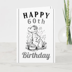 Schattig grijs en wit Trex echtgenoot 60th Verjaar Kaart