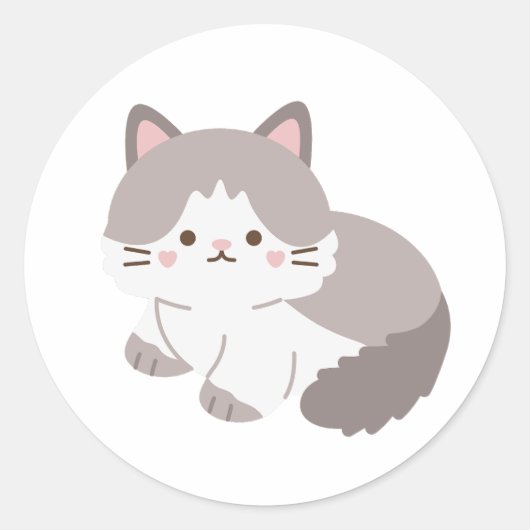 Schattig grijs en witte kat Sticker (Voorkant)