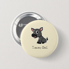 Schattig grijs ezeltje roomkleurig ronde button 5,7 cm