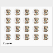 Schattig Grijs Geruit Teddy Bloemendank Je Ronde Sticker (Vel)