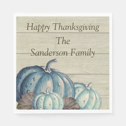 Schattig grijs hout herfst Herfst blauw pompoen se Servet (Voorkant)