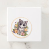 Schattig grijs katje bedankt bedankjes labels (In situ)