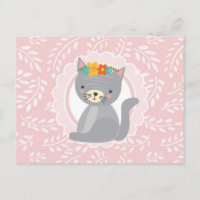 Schattig grijs katje roze witte kat