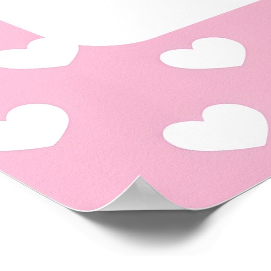 Schattig grijs kitten en harten meisje Baby shower Poster (Hoek)