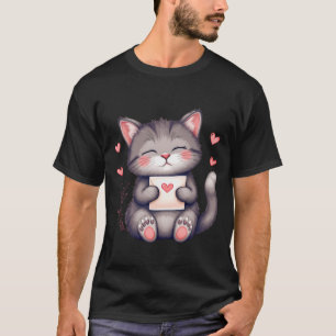 Schattig Grijs Kittens houdt Liefdesbrief ✨🐾💌 T-shirt