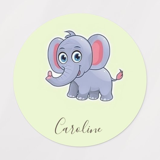 Schattig grijs olifant groen labels (Design 1)