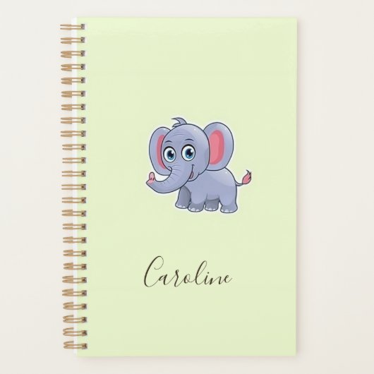 Schattig grijs olifant groen planner (Voorkant)