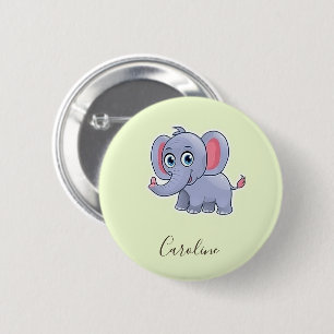 Schattig grijs olifant groen ronde button 5,7 cm
