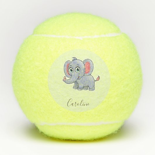 Schattig grijs olifant groen tennisballen (Voorkant)