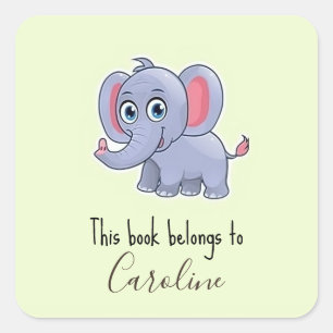 Schattig grijs olifant groen vierkante sticker