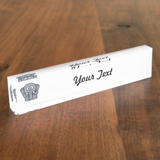 Schattig grijs olifant naambordje (Zijkant)