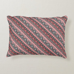 Schattig grijs rood azteekse patroonontwerp accent kussen