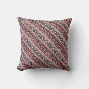 Schattig grijs rood azteekse patroonontwerp kussen