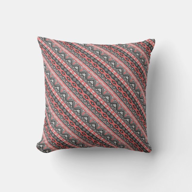 Schattig grijs rood azteekse patroonontwerp kussen (Voorkant)