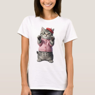 Schattig Grijs Tabby Poesje met Roze Trui T-shirt