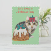 schattig grijs tafeltje , gekleed voor kerstmis kaart (Staand voorkant)