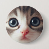 Schattig grijs wit kitten met blauwe ogen ronde button 7,6 cm (Voorkant)