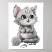 Schattig grijsharig kitten Poster (Voorkant)