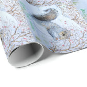 schattig grijze eekhoornsneeuwscène originele wild cadeaupapier (Rol Hoek)