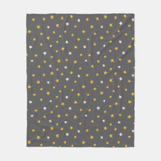 Schattig grijze sterren patroon wit en geel fleece deken (Voorkant)