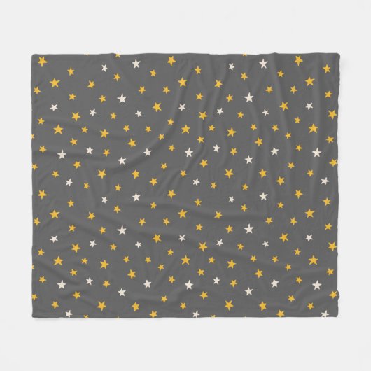 Schattig grijze sterren patroon wit en geel fleece deken (Voorkant (Horizontaal))