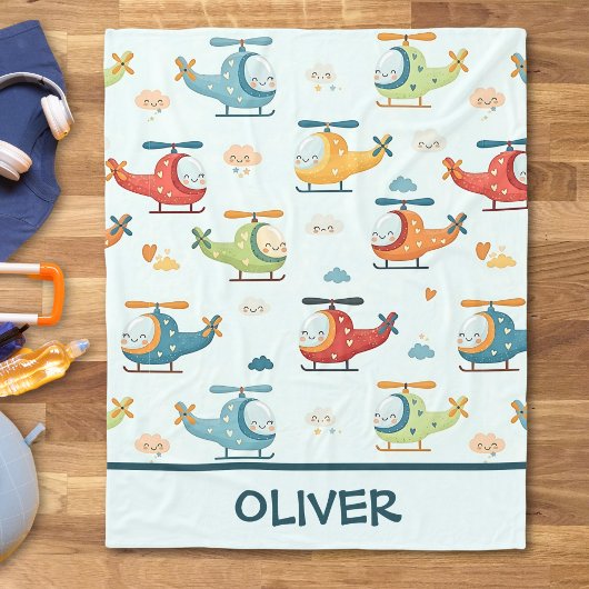Schattig Griljige Helikopters Patroon Fleece Deken