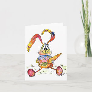 Schattig Griljige Kleurrijke Konijn met Wortel Kaart