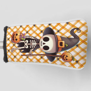 Schattig, grillig Halloween-skelet Golfheadcover
