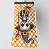 Schattig, grillig Halloween-skelet Golfheadcover (Draai 90)