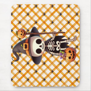 Schattig, grillig Halloween-skelet Muismat