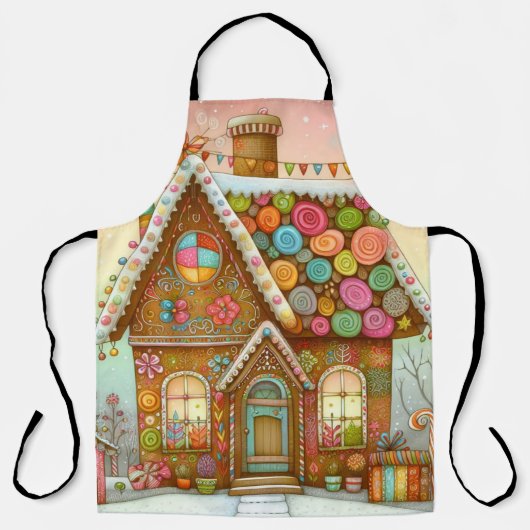Schattig, grillig huis van gemberkoek schort (Voorkant)