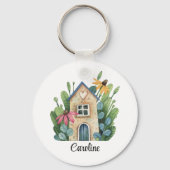 Schattig grillig Waterverf rond aluminium Sleutelhanger (Voorkant)