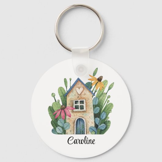 Schattig grillig Waterverf rond aluminium Sleutelhanger (Voorkant)