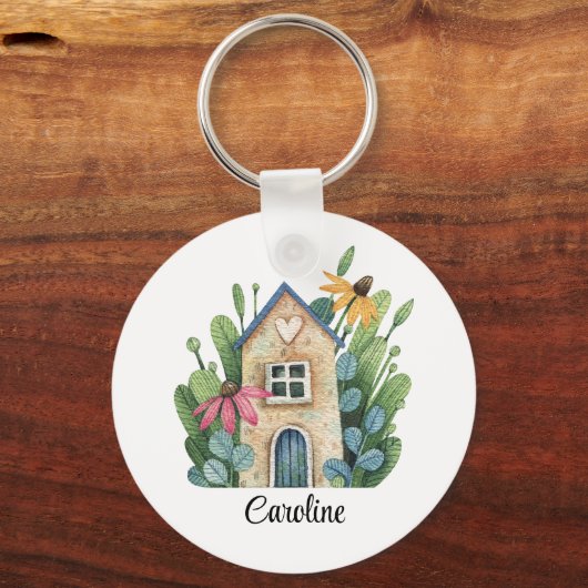 Schattig grillig Waterverf rond aluminium Sleutelhanger (Voorkant)