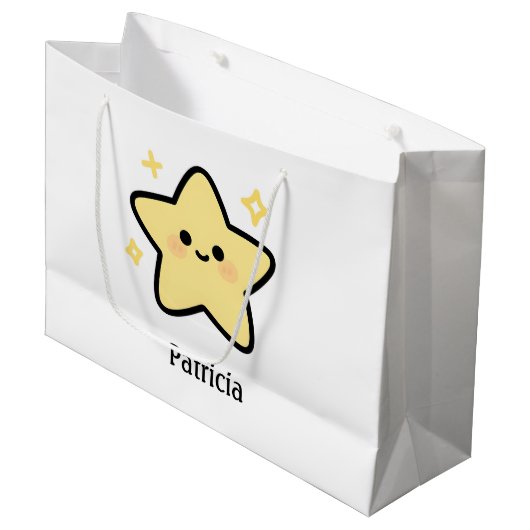 Schattig grillige gele kawaii ster monogram groot cadeauzakje (Voorkant Gekanteld)