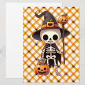 Schattig, grillige Halloween skelet Feestdagenkaart (Voorkant / Achterkant)