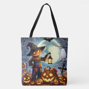 Schattig, grillige Halloween vogelverschrikker en Tote Bag